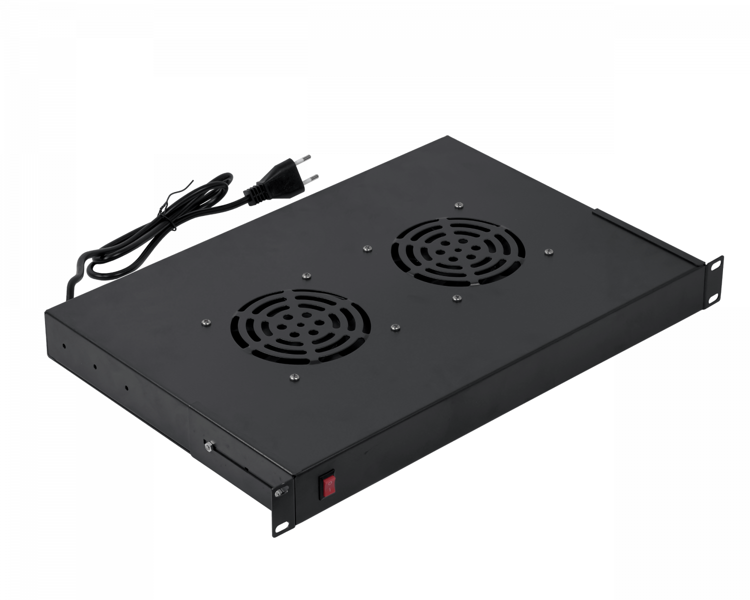 LINKMADE 1U 2-VENTILADORES NEGRO C/SWITCH-ENCENDIDO 220VAC