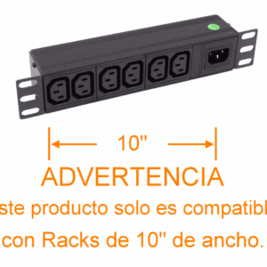 PDU 10A ENCHUFES 6-HEMBRA-C13 1-MACHO-C14 RACK-10-PULGADAS SIN-CABLE