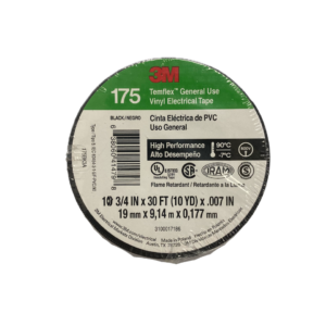 3M 9MT 175 NEGRA CINTA AISLADORA PVC 19MM 0,177MM 600V -7ºC A 90ºC
