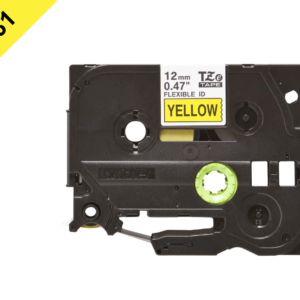 BROTHER FLEX 12MM NEGRO EN AMARILLO CINTA 8MT P/PT-H110 EXTRA-FLEXIBLE